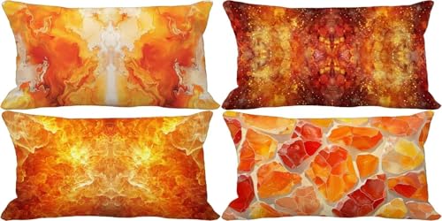 Gebranntes Orange Kissenbezug 30x50 4er Set Outdoor Kissen Weich Sofakissen Herbst Zierkissenbezüge mit Verdeckter Reißverschluss für Terrasse Garten Bank Schlafzimmer Deko Wohnzimmer Geschenke 26q-C von Zgcoyeo