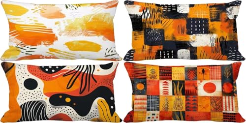Gebranntes Orange Kissenbezug 40x70 4er Set Outdoor Kissen Weich Sofakissen Geometrie Zierkissenbezüge mit Verdeckter Reißverschluss für Terrasse Garten Schlafzimmer Deko Wohnzimmer Geschenke 42p-A Gebranntes Orange Kissenbezug 40x70 4er Set Outdoor Kissen Weich Sofakissen Geometrie Zierkissenbezüge mit Verdeckter Reißverschluss für Terrasse Garten Schlafzimmer Deko Wohnzimmer Geschenke 42p-A von Zgcoyeo