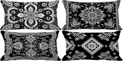 Outdoor Kissenbezug 40x80 4er Set Nordeuropa Kissenbezug Outdoor Weich Sofakissen Geometrie Muster Design Zierkissenbezüge für Sommer Herbst Terrasse Garten Bench Auto Deko Wohnzimmer Geschenke v2-9 von Zgcoyeo