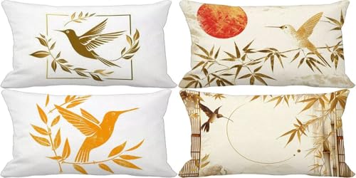 Outdoor Kissenbezug 60x80 4er Set Gold Kissenbezug Outdoor Weich Sofakissen Nordeuropa Muster Design Zierkissenbezüge, Sommer Herbst Terrasse Garten Bank Deko Wohnzimmer, Geschenke für Frauen j5-9 von Zgcoyeo