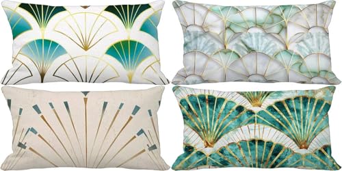 Salbeigrün Kissenbezug 30x50 4er Set Outdoor Kissen Weich Sofakissen Nordeuropa Zierkissenbezüge mit Verdeckter Reißverschluss für Terrasse Garten Bank Schlafzimmer Deko Wohnzimmer Geschenke 31t-H von Zgcoyeo