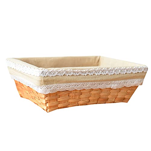 Zgehnao Handgewebter Rattan-Weidenkorb, Obst, Tee, Brotkorb, Kosmetik, runde Aufbewahrungsbox, Haushaltsküchenbedarf von Zgehnao