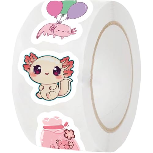 1 Rolle Niedliche Axolotl-aufkleber Für Wasserflaschen, Axolotl-sachen, Geschenke, Cartoon-aufkleber Für Kinder, Klassenzimmer, Schulbedarf, Scrapbooking, Partygeschenke, Geburtstagsdekorationen von Zghhc