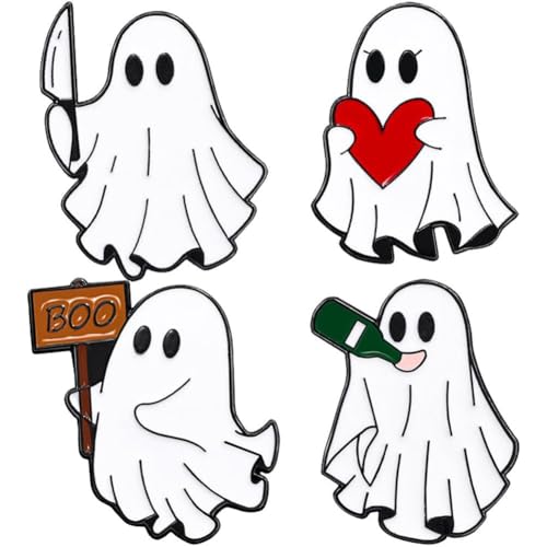 Niedliche Cartoon-Geist-brosche, 4 Stück, Kreative Punk-Halloween-emaille-anstecknadeln, Lustige Anstecknadeln, Broschen, Zubehör Für Kleidung, Rucksäcke, Abzeichen, Hüte Niedliche Cartoon-Geist-brosche, 4 Stück, Kreative Punk-Halloween-emaille-anstecknadeln, Lustige Anstecknadeln, Broschen, Zubehör Für Kleidung, Rucksäcke, Abzeichen, Hüte von Zghhc