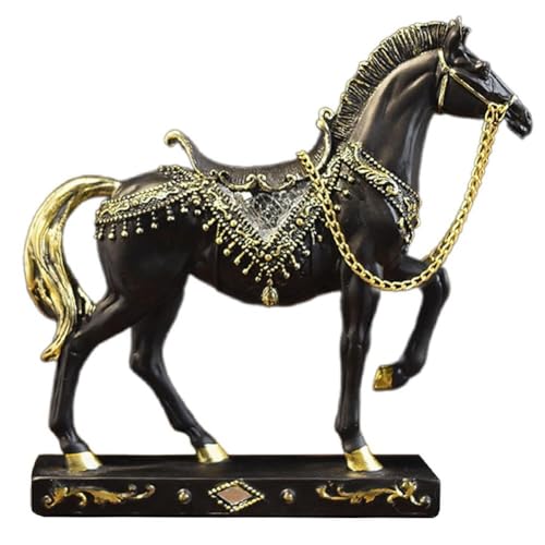 Retro War Horse Modell Harz Trab Pferd Statue Tier Skulptur Miniatur Pferd Figur Home Büro Studie Zimmer Dekor von Zghhc