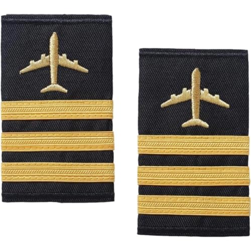 Zghhc 1 Paar Epauletten Für Pilotenuniformen DREI Goldenen Streifen, schulterabzeichen, Pilotenkleidungsdekor Für Piloten-Cosplay-Kleidung von Zghhc
