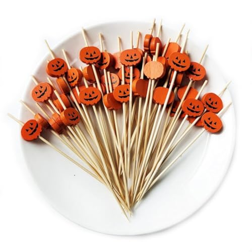 Zghhc 100 Stück Kürbis-cocktailspieße, Halloween-holzspieße, Obstspieße, Dessert, Salat, Gemüse, Zahnstocher, Spieß, Cocktailspieße Zghhc 100 Stück Kürbis-cocktailspieße, Halloween-holzspieße, Obstspieße, Dessert, Salat, Gemüse, Zahnstocher, Spieß, Cocktailspieße von Zghhc