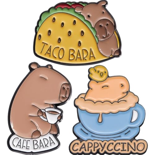 Zghhc 3 Stück Niedliche Capybara-brosche, Capybara-metallabzeichennadeln, Capybara-emaille-anstecknadeln, Lustige Capybara-broschennadeln Für Kleidung von Zghhc