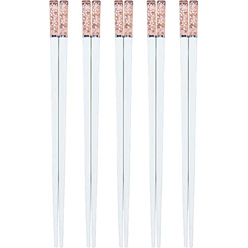 Zghhc 5 Paar Amber Japanische Essstäbchen, Rosa Kirschblüten-Sushi, Wiederverwendbare Lebensmittelstäbchen, Wunderschönes Chinesisches -essstäbchen-Geschirr von Zghhc