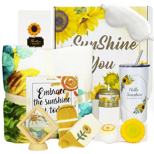 ZgoEC Geburtstagsgeschenke für Freundin, Geschenke für Frauen Thermobecher Geschenkset mit Sonnenblumendecke, Sonnenschein Geschenk, Birthday Gift Geschenk für Mama Ehefrau Freundin von ZgoEC