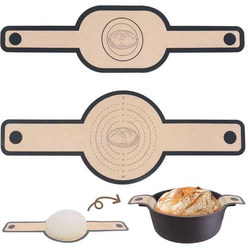 ZgoEC Silikon Backmatte für Dutch Oven: 2er Set Wiederverwendbare Teigmatte mit Langer Griffe, Antihaft & Rutschfefst & Spülmaschinenfest, Backmatte Brot für Küche Backofen (Oval und Rund) von ZgoEC