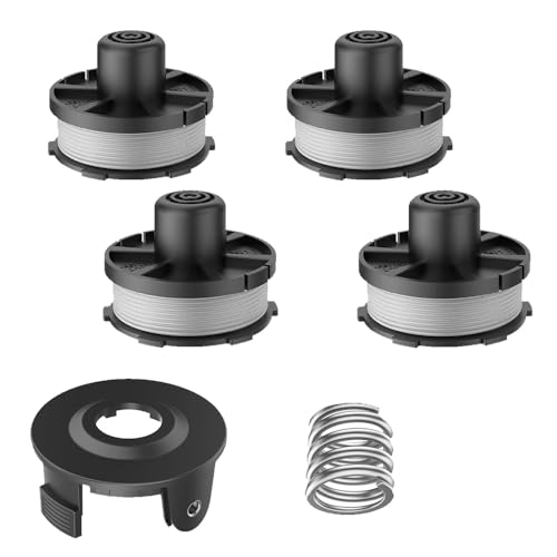 4 Ersatzspulen + 1 Trimmerabdeckung +1 Feder，Fadenspulen ersatzspule für Makita Akku DUR181 DUR141 DUR180Z DUR181Z 196146-9 195858-1 von Zguziji