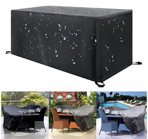 Abdeckung für Gartenmöbel Winterfest 260x100x70cm(LxWxH) Multi Größe Gartenmöbel Abdeckung 420D Oxford Gewebe Schutzhülle Wasserdicht Winddicht UV-Beständiges für Gartentische und Möbelsets von Zhadongli Art