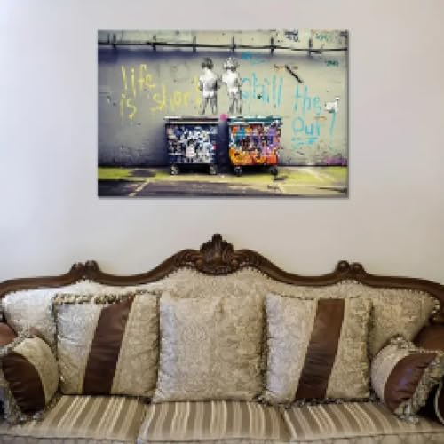 Banksy Graffiti Art Abstrakte Leinwandmalerei Poster Drucke "Life Is Short Chill The Duck Out" Wand Leinwand Kunst Wohnkultur 40x60cm (16x24in) Rahmenlos von Zhadongli Art