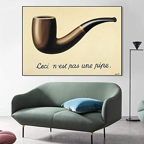 Berühmte Kunstwerke Gemälde Rene Magritte Dies ist keine Pfeife Leinwanddrucke Poster gerahmte Wandkunst Bilder für Heimdekoration 50 x 75 cm (20 x 30 Zoll) mit Rahmen von Zhadongli Art