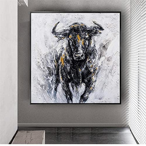 Bild auf Leinwand, abstrakte Tiermalerei, spanischer Stier, Poster und Drucke, Wandkunst, Gemälde, Wohnzimmer, Dekoration, 80 x 80 cm (31 x 31 Zoll) mit Rahmen von Zhadongli Art