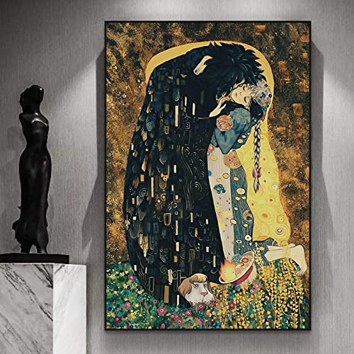 Zhadongli Art Die Schöne und das Biest Figur Leinwand Gemälde Abstrakte Poster und moderne Drucke Wandkunst Bilder zum Leben Wohnkultur 70x100cm (28x39in) Rahmenlos von Zhadongli Art