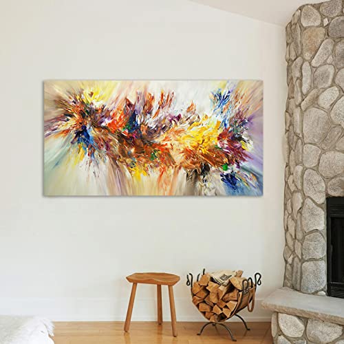 Großes abstraktes Gemälde, Kunst, bunte Blüte, Blume, Poster, Leinwand, Wandkunst für Wohnzimmer, Bilder, Heimdekoration, 40 x 80 cm (16 x 31 Zoll) mit Rahmen von Zhadongli Art