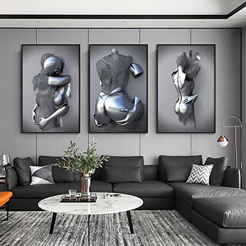Metallfigur Statue Kunst Leinwand Malerei Romantische Abstrakte Poster und Drucke Wandbilder Modernes Interieur Dekorativ 20x35cm (8x14in) x3 Rahmenlos von Zhadongli Art