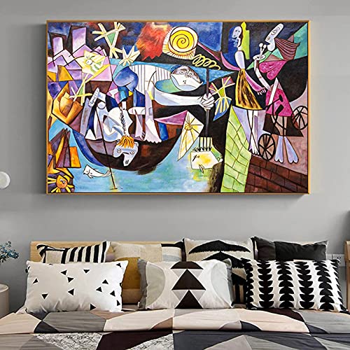 Zhadongli Art Reproduktion Kunstwerk Abstrakte Nachtfischen von Picasso Leinwand Malerei Poster und Druck Wandkunst Bild Dekoration 80x100cm (31x43in) Rahmenlos von Zhadongli Art