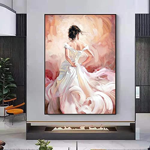 Schönheit Mädchen Hintergrund Leinwand Kunst Gemälde Poster und Drucke Wandkunst Bilder für Wohnzimmer Wanddekoration 70x100cm(28x39in) mit Rahmen von Zhadongli Art