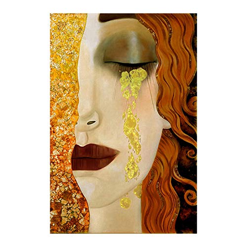 Zhadongli Art Berühmte Kunstdrucke auf Leinwand, Gemälde von Gustav Klimt, goldene Tränen, gerahmte Wandkunst, abstrakte Bilder, Wanddekoration, 40 x 60 cm (16 x 24 Zoll) mit Rahmen von Zhadongli Art