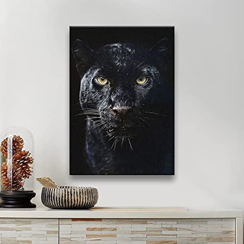 Zhadongli Art Black Panther Poster Leinwanddrucke Wandkunst Dekoration Kind Kinder Wandbilder für Schlafzimmer Wohnzimmer Home Painting 80x110cm(31x43in) mit Rahmen von Zhadongli Art