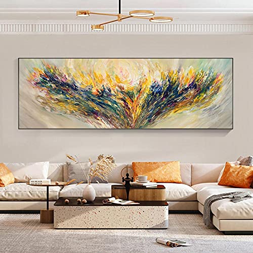 Zhadongli Art Bunte Blumen-Wandbilder, abstrakte Leinwand, keuchende Poster und Drucke, Wandkunst für Wohnzimmer, Heimdekoration, 55 x 165 cm (22 x 65 Zoll) mit Rahmen von Zhadongli Art