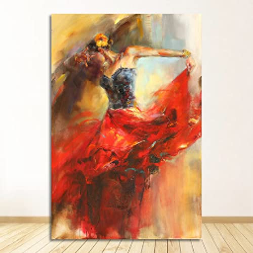 Zhadongli Art Malerei auf Leinwand Skandinavische abstrakte tanzende Ballerina Poster und Drucke Mädchen Wandkunst Bild für Wohnzimmer 70 x 100 cm (28 x 39 Zoll) mit Rahmen von Zhadongli Art