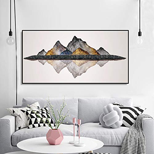 Zhadongli Art Moderne abstrakte Wandkunst, Poster, Drucke auf Leinwand, Mine Mountain, Bilder für Wohnzimmer, Wanddekoration, 60 x 120 cm (24 x 47 Zoll), mit Rahmen von Zhadongli Art