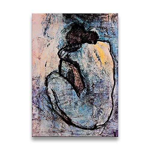 Zhadongli Art Picasso Blue Nude Berühmte Leinwand Gemälde Poster Leinwanddrucke Wandkunst Bilder für Wohnzimmer Dekoration 60x80cm(24x31in) mit Rahmen von Zhadongli Art