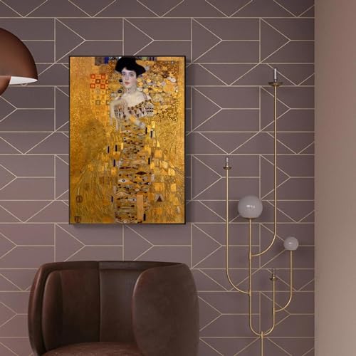 Zhadongli Art Porträt von Adele Bloch von Gustav Klimt, Leinwandgemälde, Wandkunst, Poster und Drucke, goldene Bilder für das Wohnzimmer, 60 x 90 cm (24 x 31 Zoll), mit Rahmen von Zhadongli Art