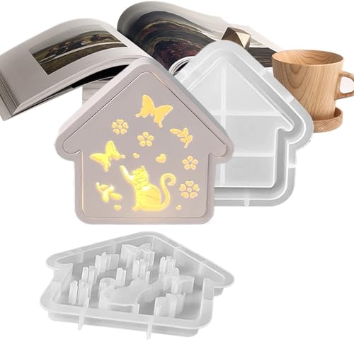 Zhadyu Art House Silikonform - Katzenhausform Kerzen Silikon Form,Kreative Dekoration Niedliches Bastelwerkzeug für Schreibtisch Klassenzimmer Wohnzimmer Weihnachten Halloween Kinderzimmer Garten Zhadyu Art House Silikonform - Katzenhausform Kerzen Silikon Form,Kreative Dekoration Niedliches Bastelwerkzeug für Schreibtisch Klassenzimmer Wohnzimmer Weihnachten Halloween Kinderzimmer Garten von Zhadyu