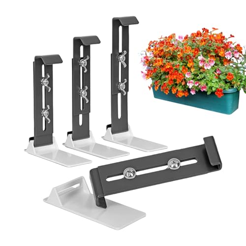 Zhadyu Blumenkastenhalter,Blumenkasten Hängbare Blumenkasten Halter Befestigungen | Hängbar 4er Set Mit Verstärktem Bodenträger Für Balkon Garten Fensterbank Outdoor Sicher Befestigen von Zhadyu