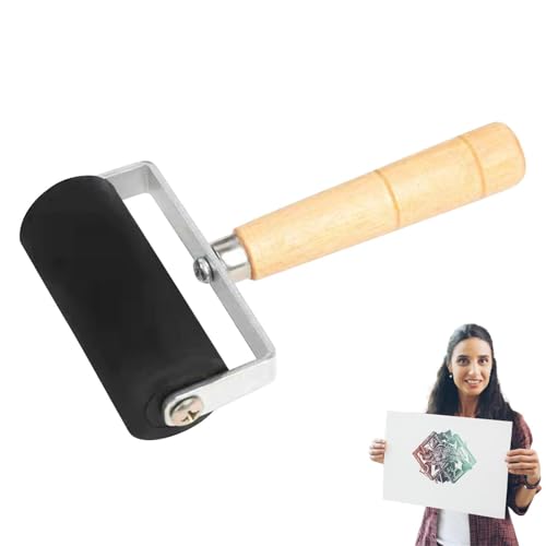 Zhadyu Gummiwalze - Stempelwalze Mit Holzgriff - Stempelwerkzeug Und Farbapplikator Für Drucktechniken Auf Papier Tapete Und Kunst von Zhadyu