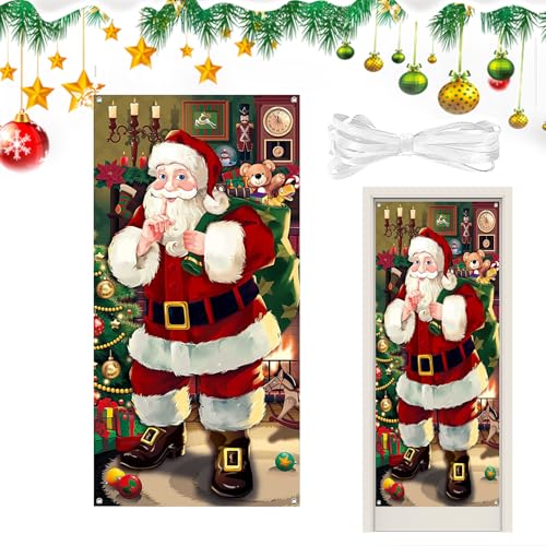 Zhadyu Weihnachtstürdekoration Mit Santa Motiv | Fotobanner | Hintergrunddekoration Für Kinderzimmer Winter Eingang Geschäft Schule Neujahr Küche Party Wohnung von Zhadyu