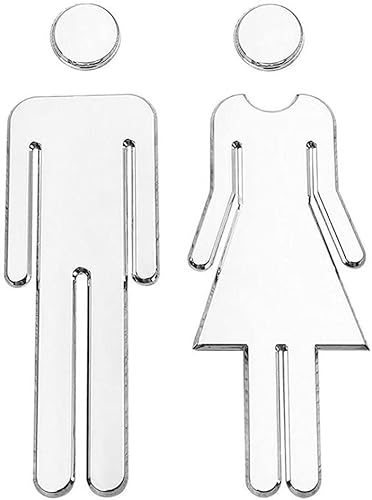 1 Paar Toilettenschild für Männer und Frauen, Badezimmer, abnehmbar, selbstklebend, WC-Tür-Dekor-Aufkleber (Silber) von ZhangJJJJJJJ