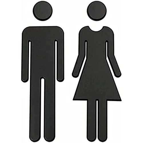 1 Paar Toilettenschild für Männer und Frauen, Badezimmer, abnehmbar, selbstklebend, WC-Tür-Dekor-Aufkleber (schwarz) von ZhangJJJJJJJ