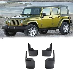 4 Stück Auto Schmutzfänger,für Jeep Wrangler Sahara JL JK 2004-2023 Spritzwassergeschützt Wasserdicht Schützt Schlamm Klappen Tuning Zubehör von ZhangJW