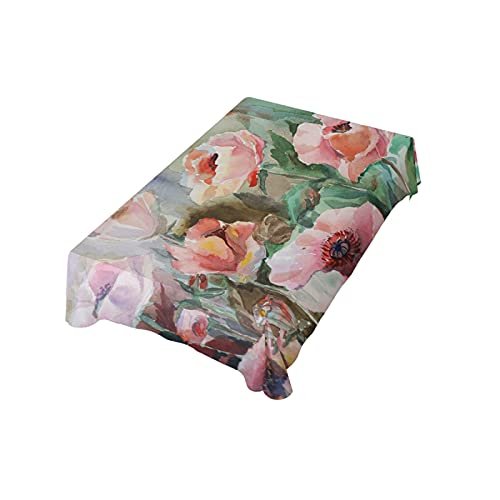 Rechteckige Tischdecke Rosa Klatschmohn-Frühlingsblume Splashmat Hochwertige Drucken Tischdecke Wasserdicht Tischdekoration Für Zimmer Ornamente Party 137X183 cm von ZhangYanZhe