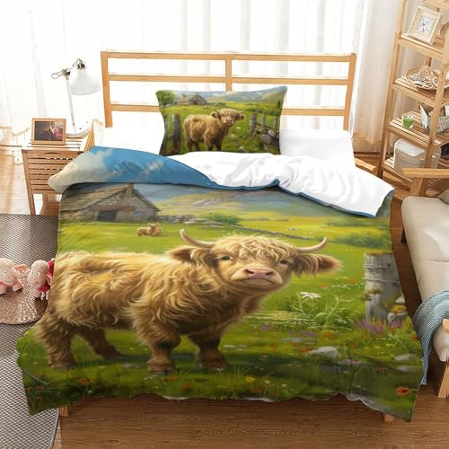Zhangmyxsh Süße kleine Kuh Bettbezug Bettwäsche Set Kinderbettwäsche-Set Reißverschluss Mit Kissenbezügen Betten Set Für Jugendliche Kinder Schlafzimmer Single（135x200cm） von Zhangmyxsh