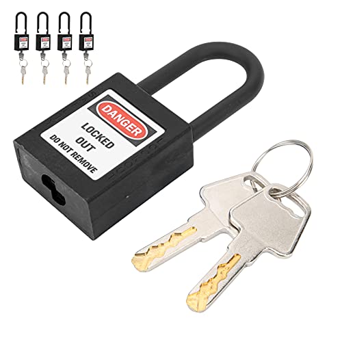 Zhangpu 5 Set Lockout Tagout Schloss mit Schlüssel Nylon isolierte Sicherheit Vorhängeschloss 38mm (Schwarz) von Zhangpu