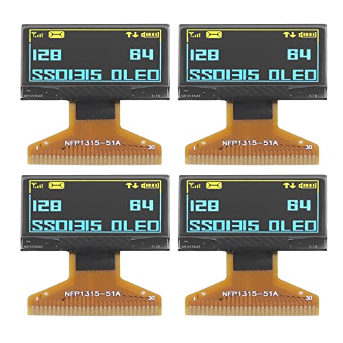 Zhangpu LCD-Display-Modul, dünne Kunststoffschicht, 128 x 64, kleines 30-poliges Display-Modul, 2,4 cm (0,96 Zoll) (gelb-blaue Anzeige), 4 Stück von Zhangpu
