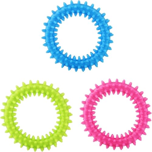 Zhangsiyu 3er-Pack Welpenzähne Schleifen und Kauspielzeug Naturkautschuk Ring 360° Oral von Zhangsiyu