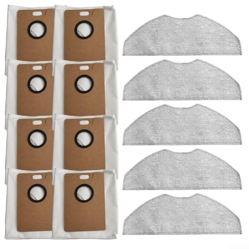 Zhanhai 13 x Mikrofaser-Staubsaugerbeutel, passend für Tapo RV30 MAX Plus, RV20 MAX Plus Roboter-Staubsauger, Ersatzteil, 5 Wischpads, 8 Staubbeutel von Zhanhai