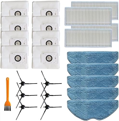 Zhanhai Ersatz-Set passend für EZVIZ RE4 Plus RE5 Plus Roboter-Staubsauger, Wischtuch, Staubbeutel, Seitenbürstenfilter-Set (B) von Zhanhai