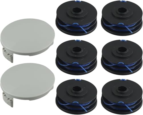 Zhanhai Trimmerspule + Abdeckung, passend für One RLT4027 RLT5027 RLT6030 RLT6130 RLT3525 RLT183225 Decker Rasentrimmer, Ersatzzubehör (6+2) von Zhanhai