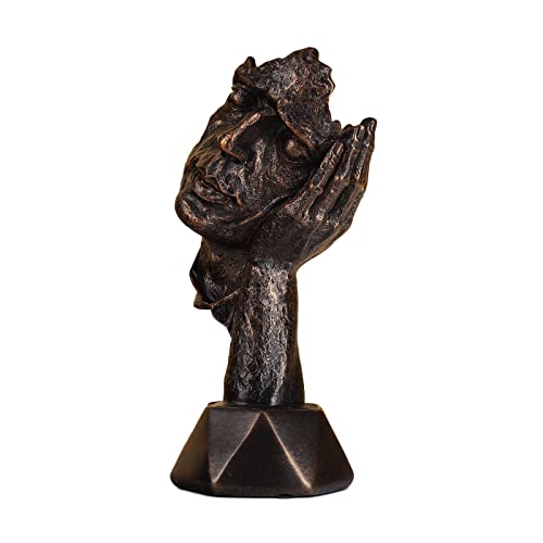 Zhanyun Denker Statue Stille Ist Gold Abstrakte Kunst Figurine Nicht Hören Nicht Sehen Nicht Sprechen Moderne Dekorative Kreative Harz Skulptur Dekorative Haus Studie Büro Statue Desktop(Bronze-1) von Zhanyun