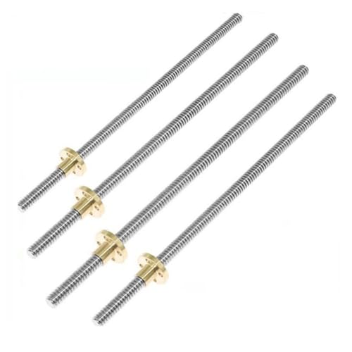 4 Stück T8-Leitspindel for 3D-Drucker – 8 mm Durchmesser, 2 mm Steigung, 200 mm/500 mm Länge mit Muttern for Reprap(350mm) von ZhaoQIAN