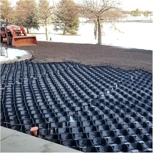 ZhaoQIAN 1 x Wabengitter, 10,2 cm dick, Auffahrtsstabilisator for Kies und Erde, langlebiges HDPE-Bodengitter for geneigte und Flache Bereiche(1m x 3m (3.3X10ft)) von ZhaoQIAN